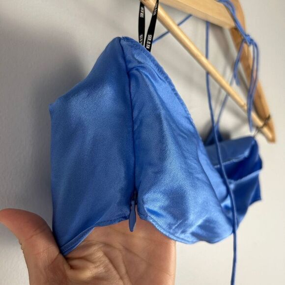 SER.O.YA ELLISON SILK TOP & MATCHING BLUE SILK PANTS SET - Picture 14 of 16